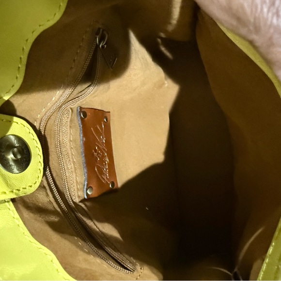 Patricia Nash Ledra Yellow Tooled Leather Bucket Bag  Chain Strap Crossbody - Picture 5 of 12
